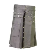 Traditional Scottish Grey Utility Kilt Left