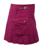 Women Cotton Jeans Mahroon Utility Kilt