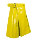 Yellow Women Leather Kilt