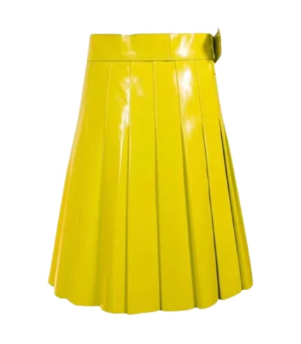 Yellow Women Leather Kilt